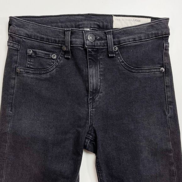 Rag & Bone Mid-Rise Legging Jean Stretch Night Wash Charcoal Grey Black 28 - Picture 3 of 10
